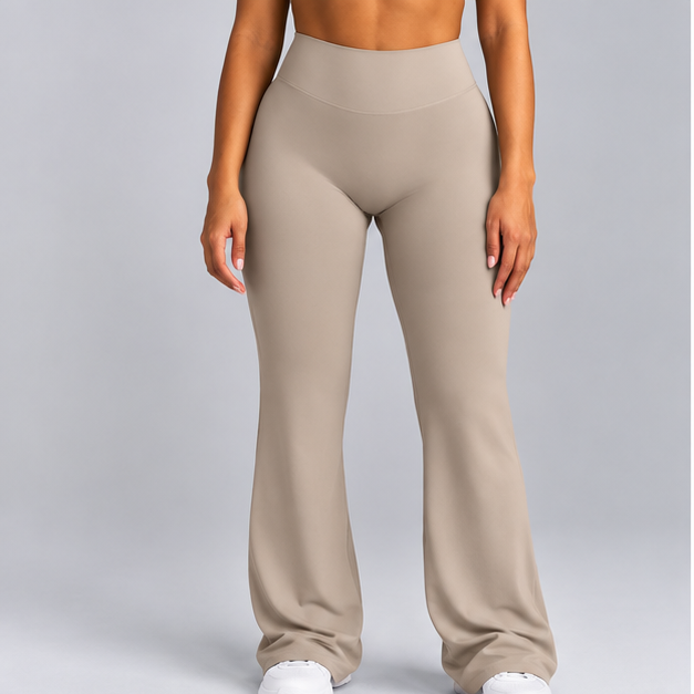 High-Waisted Flare Pants - Gray