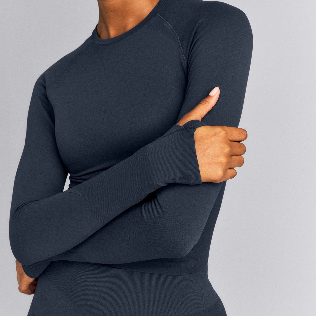 Sculpt Long Sleeve Top - Oil Blue