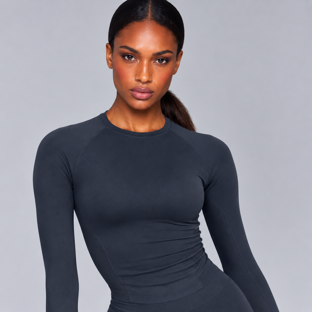 Sculpt Long Sleeve Top - Oil Blue