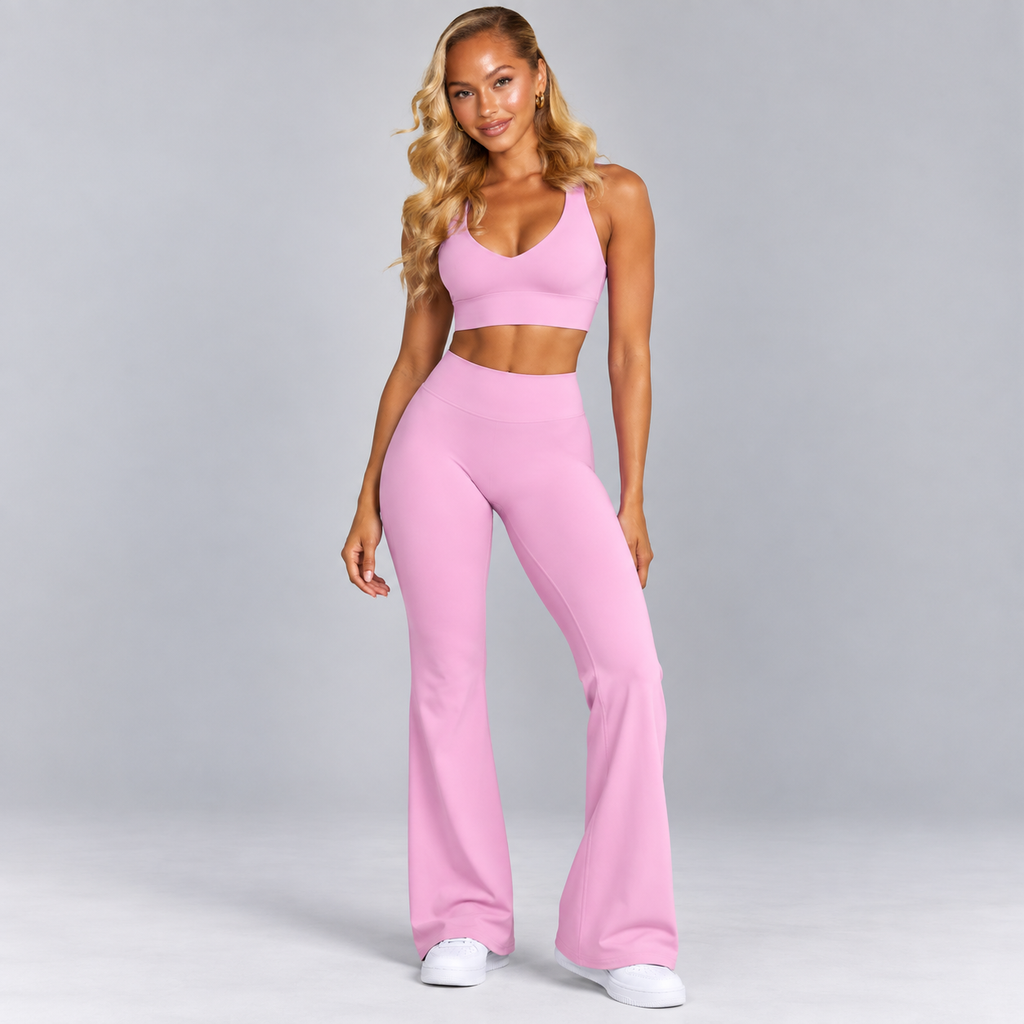 High-Waisted Flare Pants - Gray