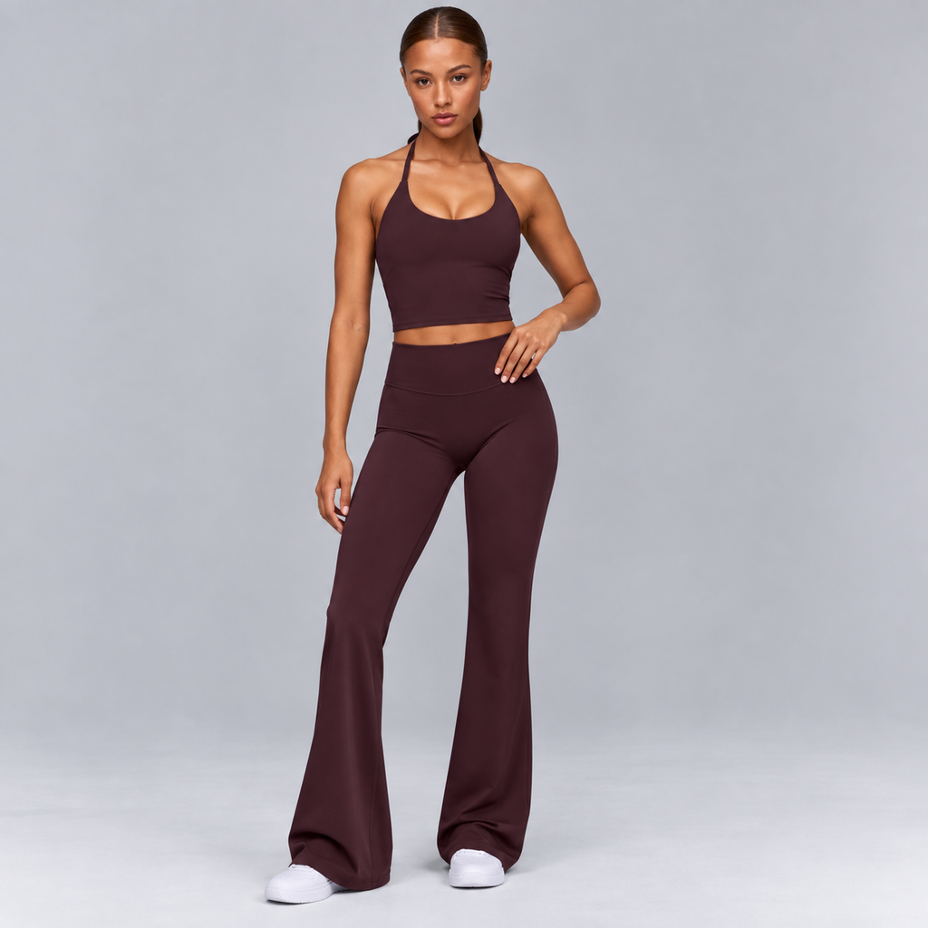 High-Waisted Flare Pants - Gray