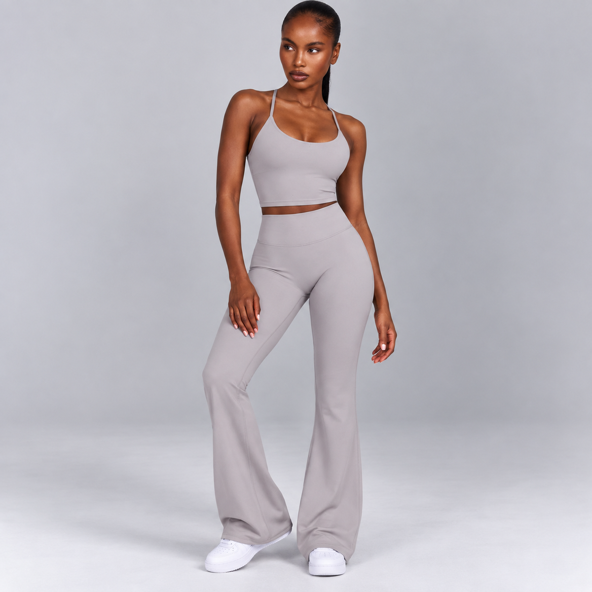 High-Waisted Flare Pants - Black
